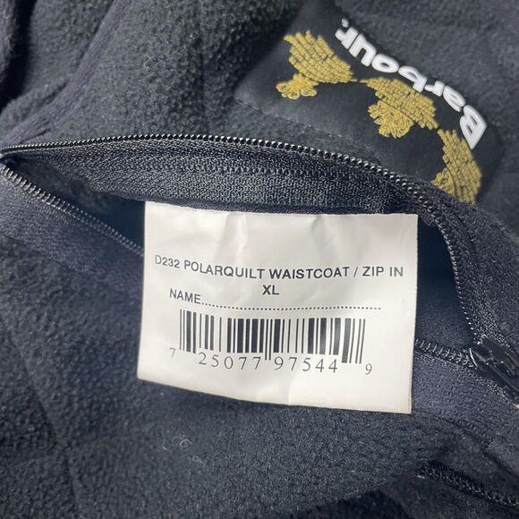 Barbour Vest Mens XL Black Polarquilt Waistcoat Zip In Liner Quilted Fleece D232 - Picture 6 of 14